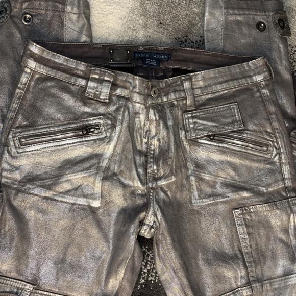 Ralph Lauren Silver Cargo Moto Jeans US Size 30 - Picture 3 of 9